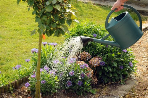 Seasonal hedge maintenance in Cudham by a garden boundary