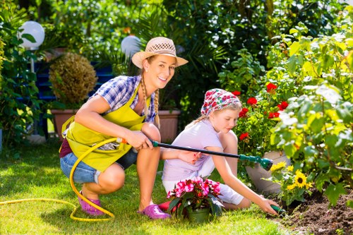 Safety-focused gardener preparing to finish the workday